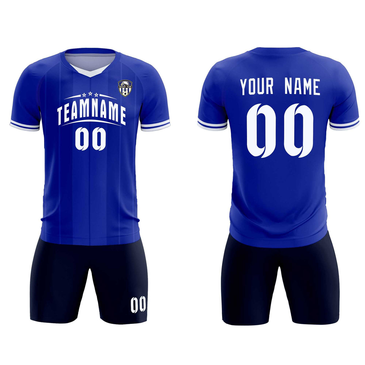 Custom Royal Classic Striped Personalized Soccer Tops/Sets Jersey