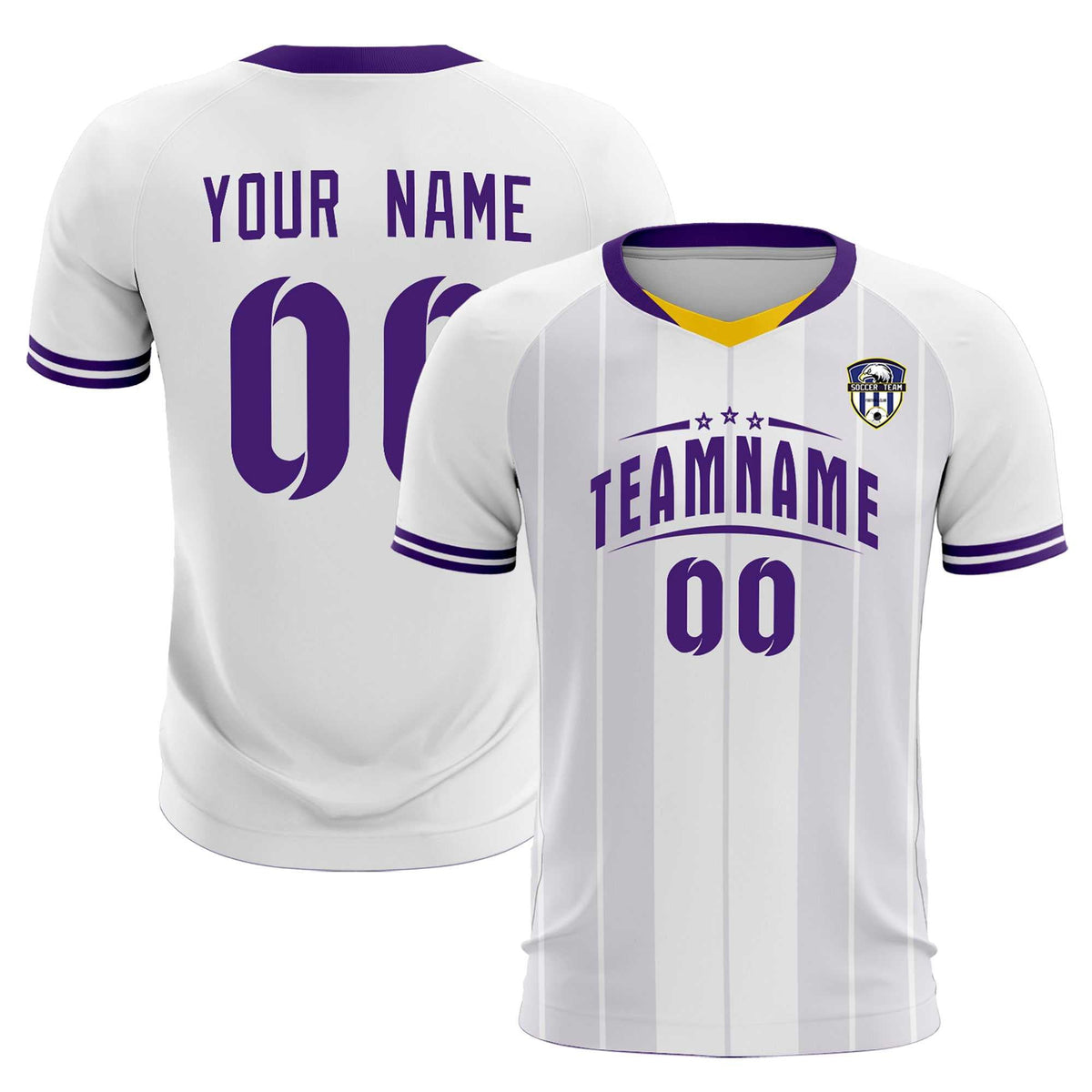 Custom White Classic Striped Personalized Soccer Tops/Sets Jersey