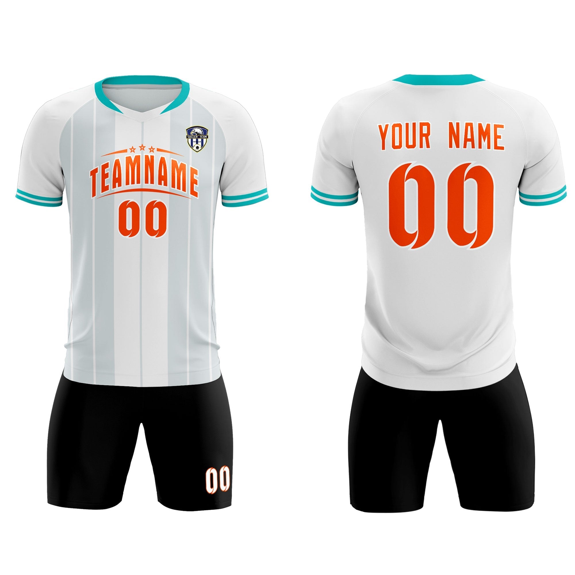 Custom White Classic Striped Personalized Soccer Tops/Sets Jersey