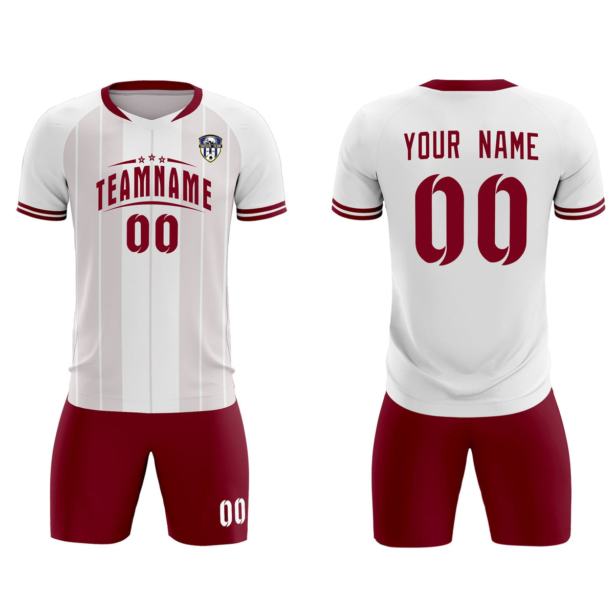 Custom White Classic Striped Personalized Soccer Tops/Sets Jersey
