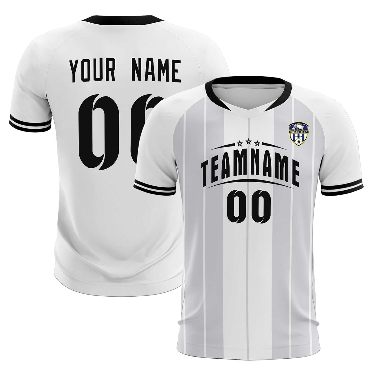 Custom White Classic Striped Personalized Soccer Tops/Sets Jersey