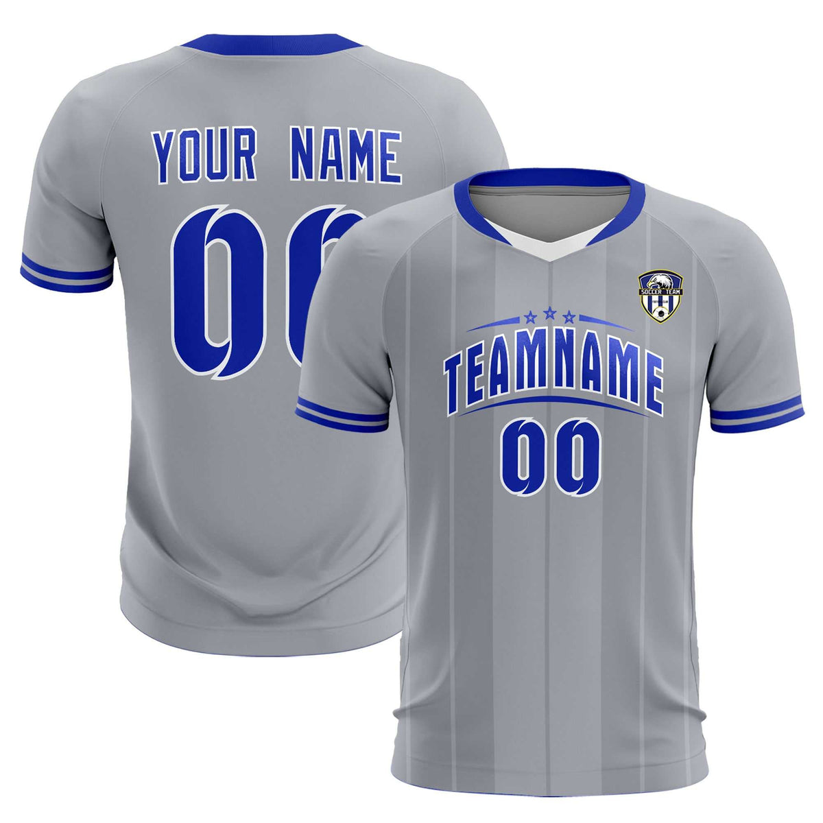 Custom Gray Classic Striped Personalized Football Kit Jersey