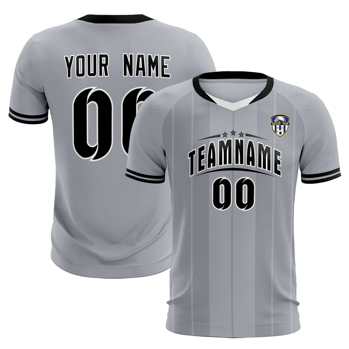 Custom Gray Classic Striped Personalized Football Kit Jersey