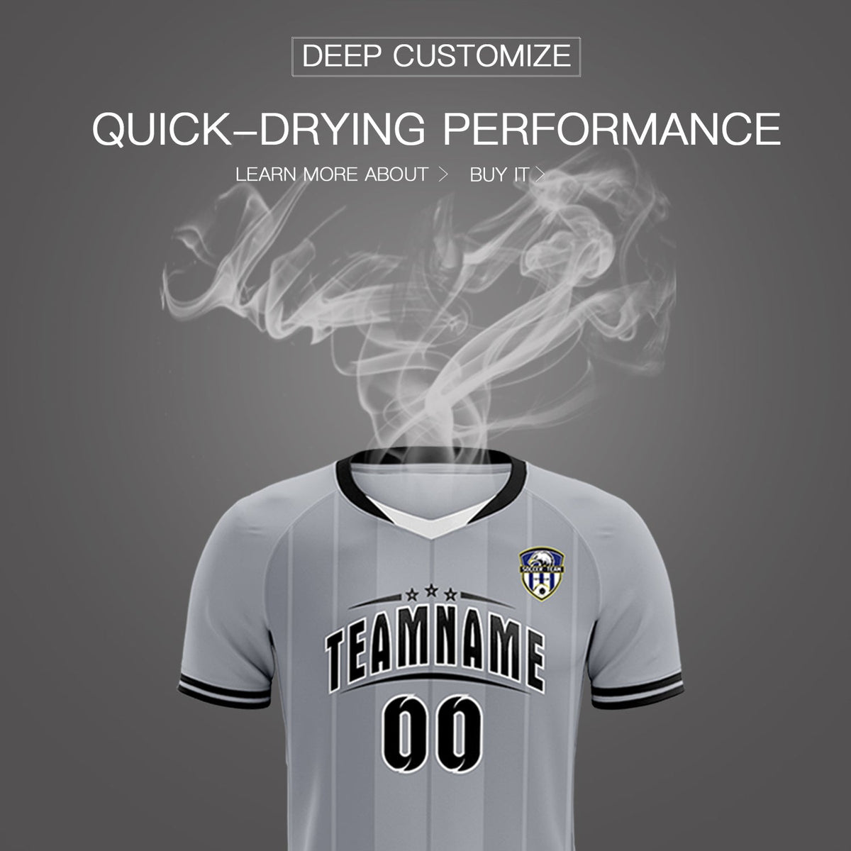 Custom Gray Classic Striped Personalized Soccer Tops/Sets Jersey
