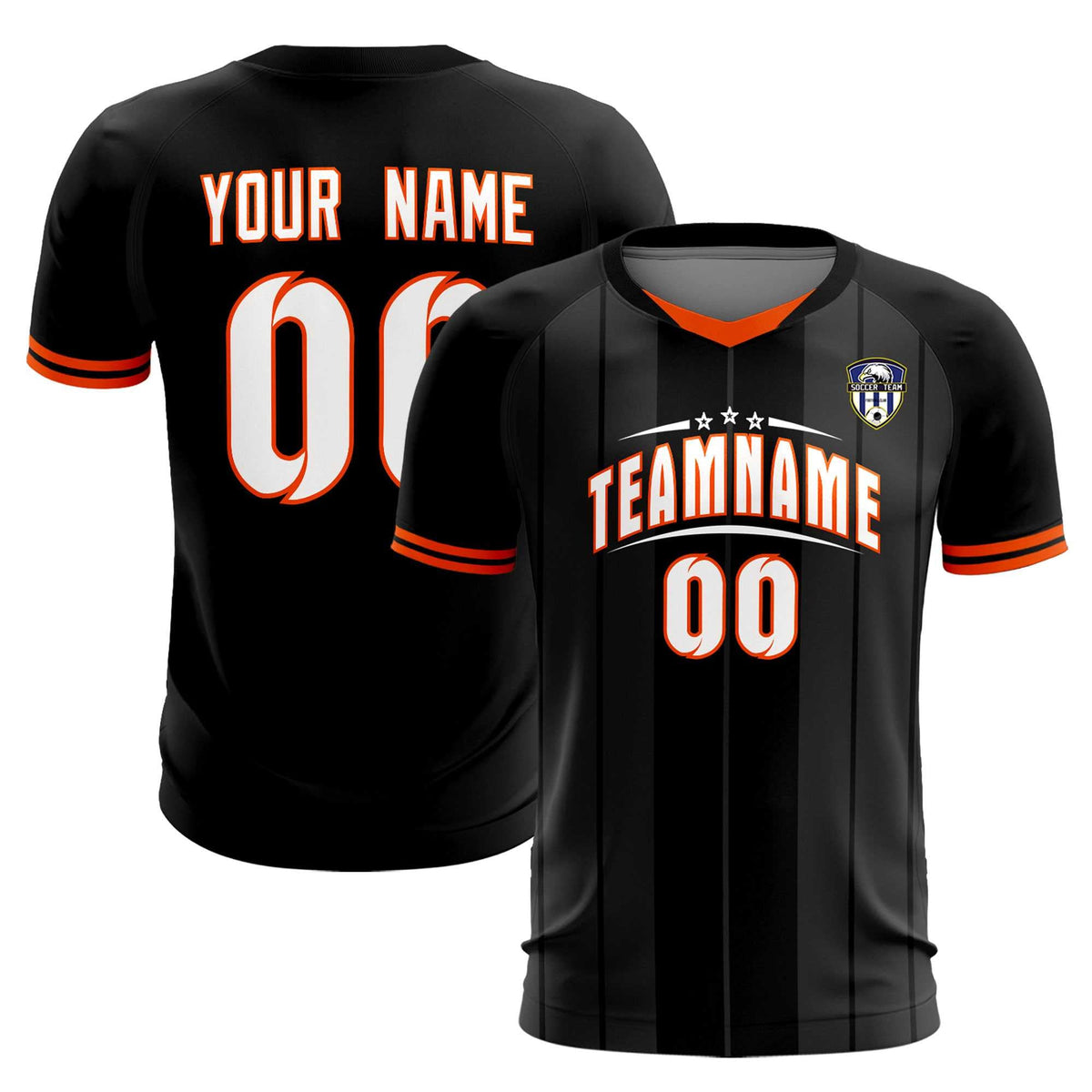 Custom Black Classic Striped Personalized Football Kit Jersey