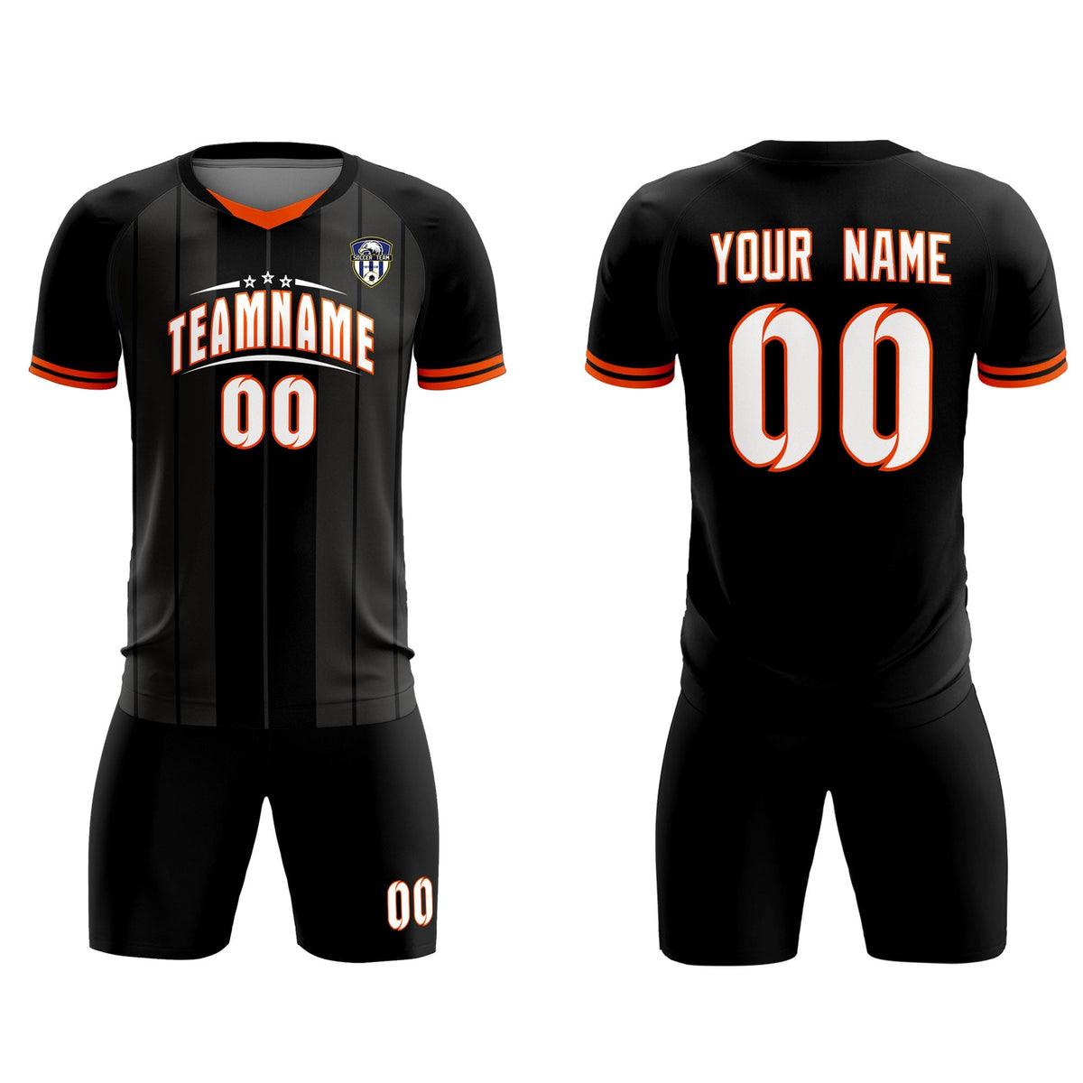 Custom Black Classic Striped Personalized Football Kit Jersey