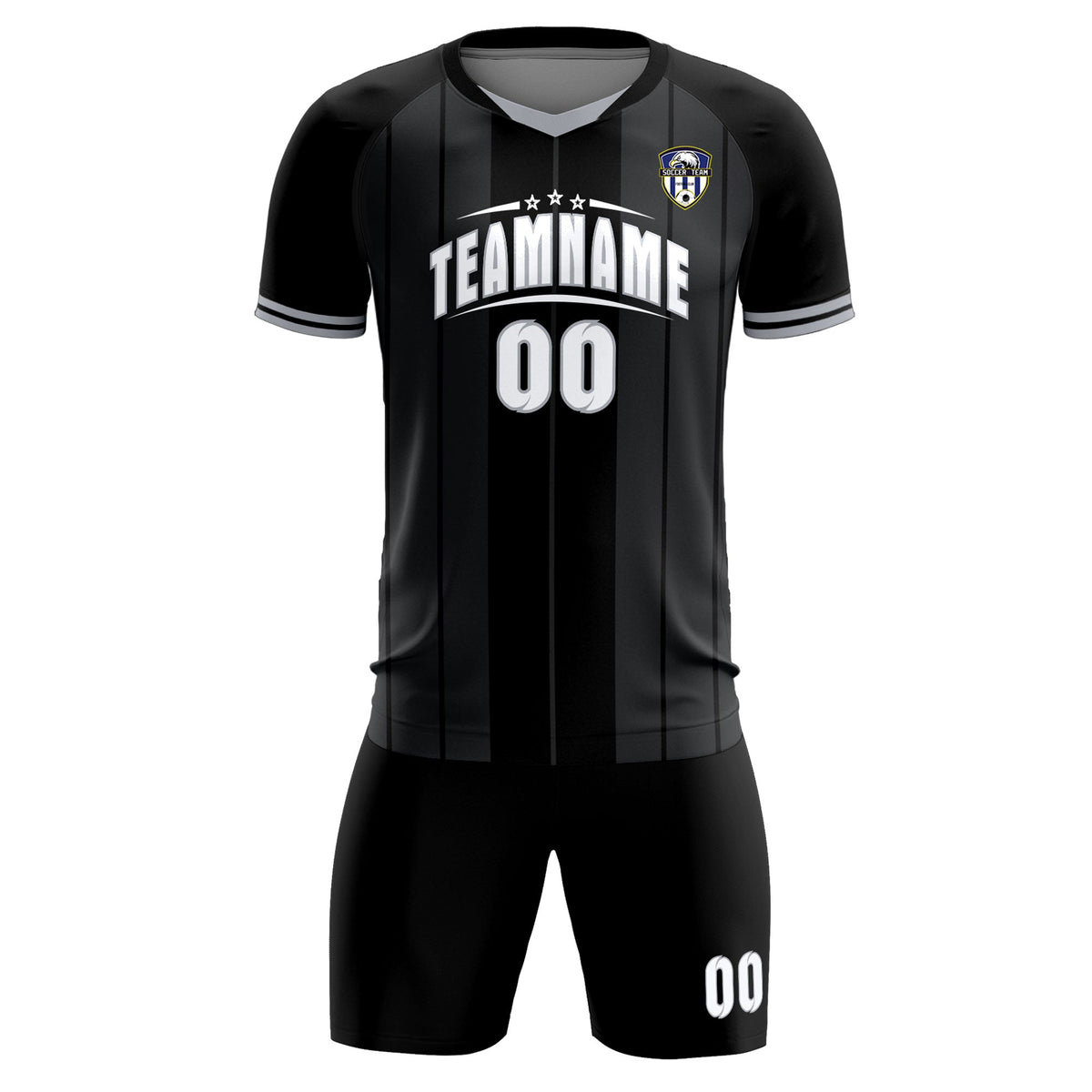 Custom Black Classic Striped Personalized Football Kit Jersey