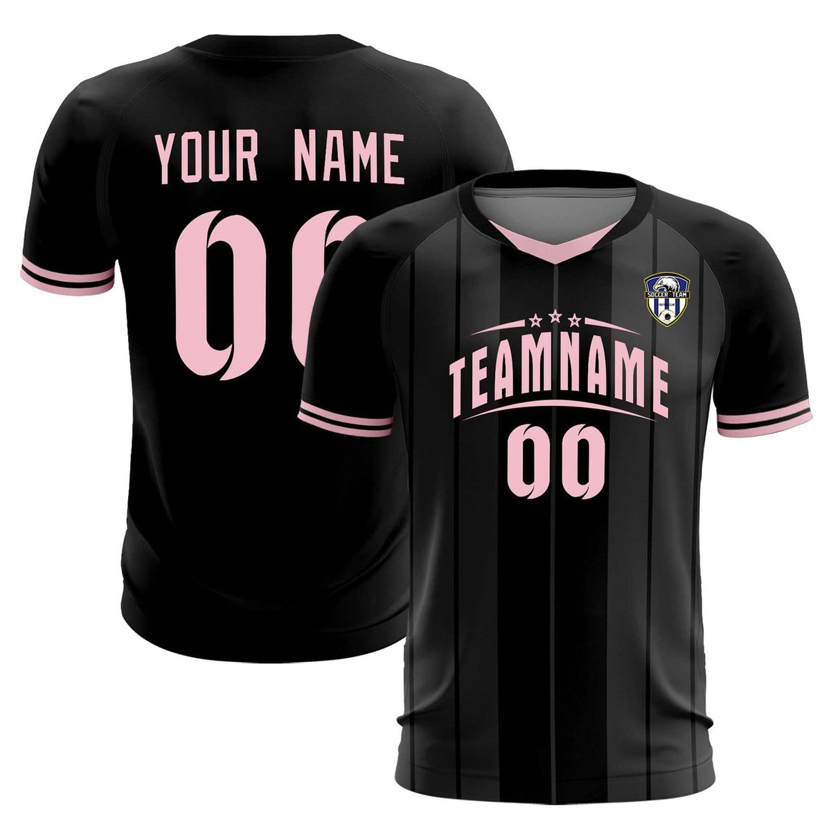 Custom Black Classic Striped Personalized Football Kit Jersey