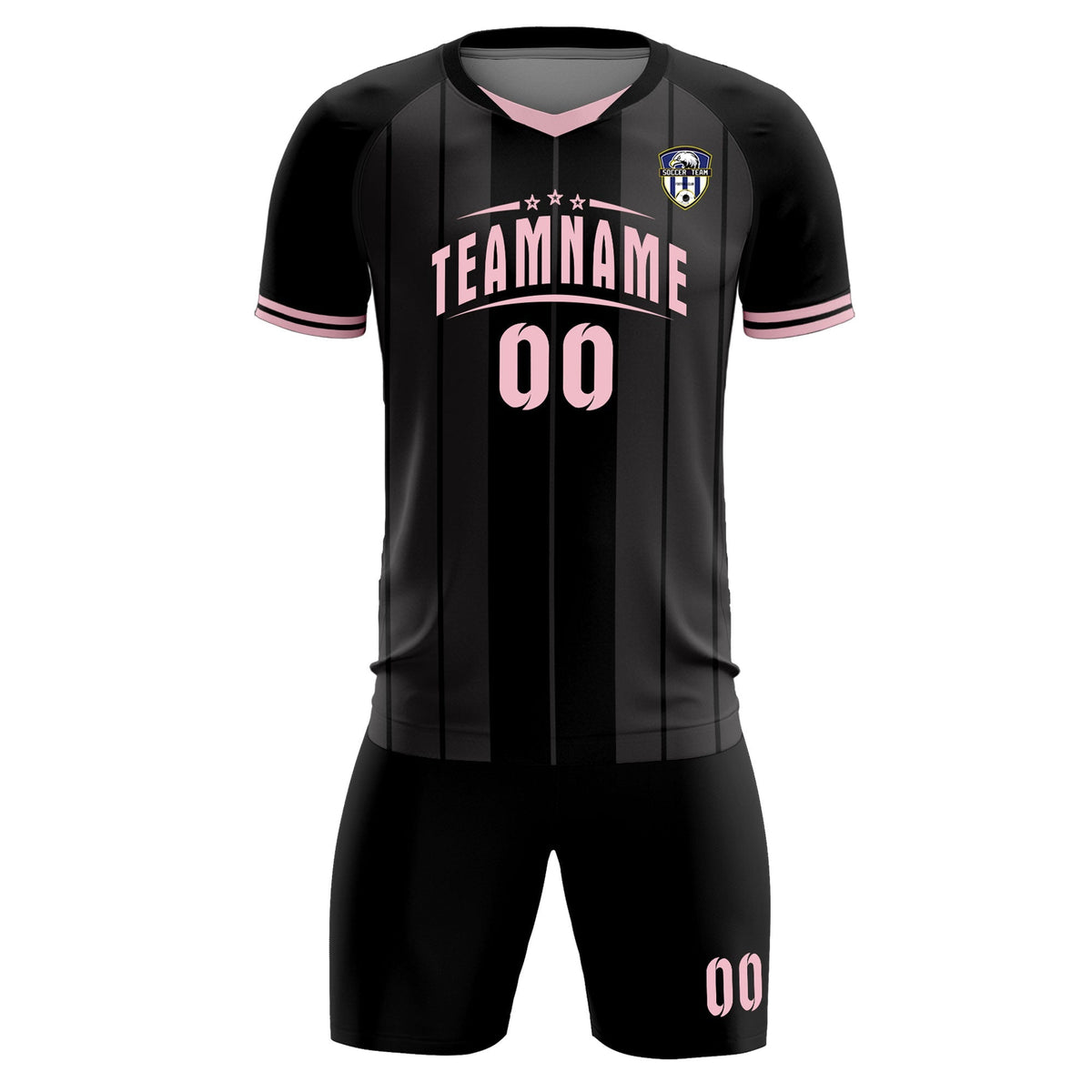Custom Black Classic Striped Personalized Football Kit Jersey
