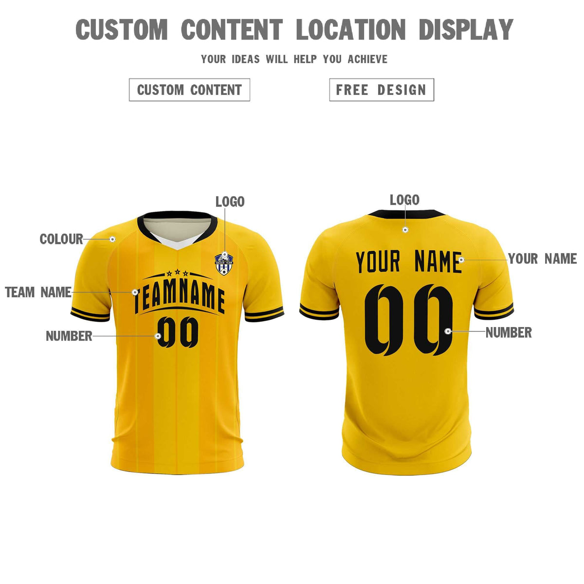 Custom Gold Classic Striped Personalized Football Kit Jersey