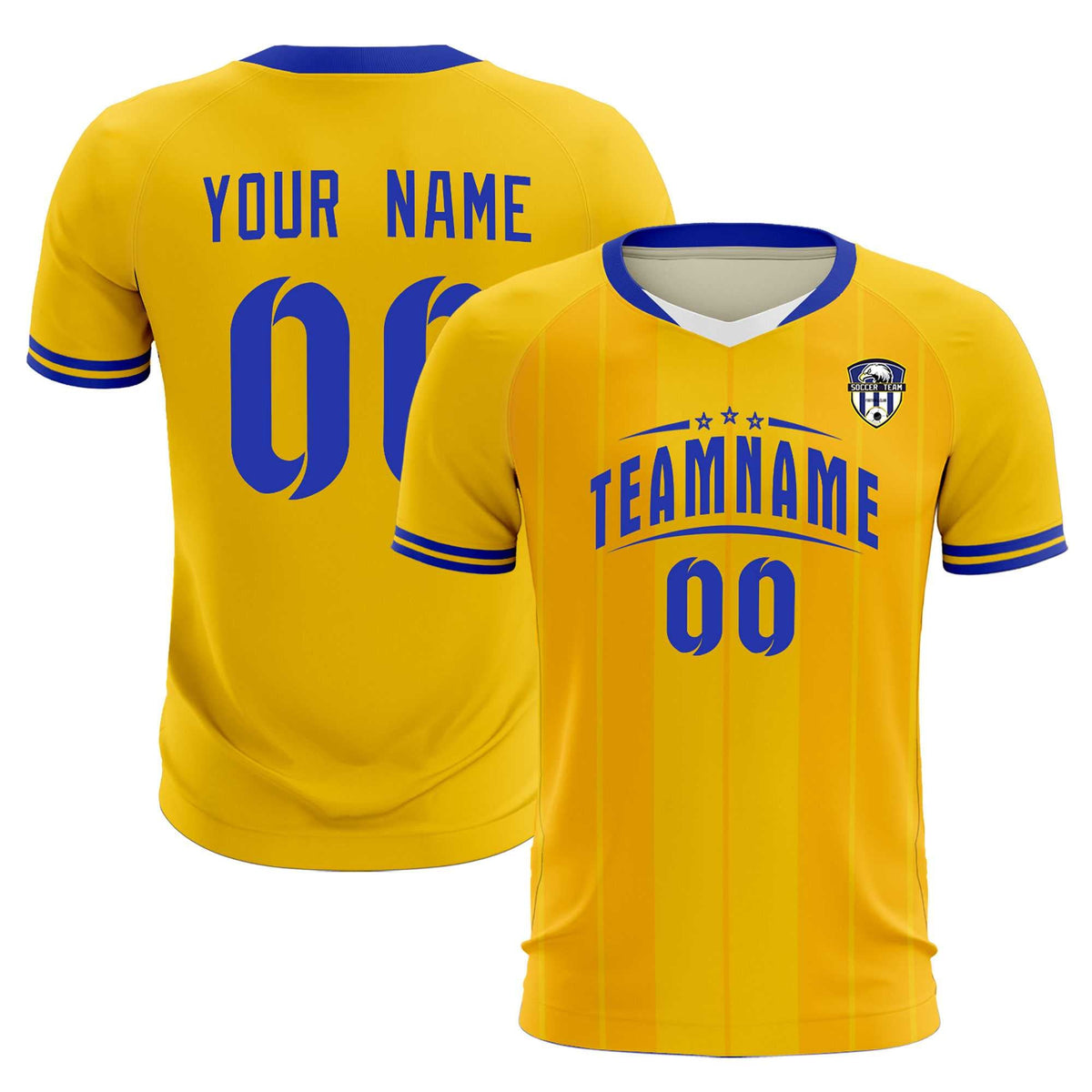 Custom Gold Classic Striped Personalized Soccer Tops/Sets Jersey