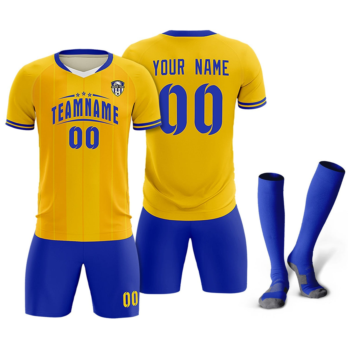 Custom Gold Classic Striped Personalized Soccer Tops/Sets Jersey
