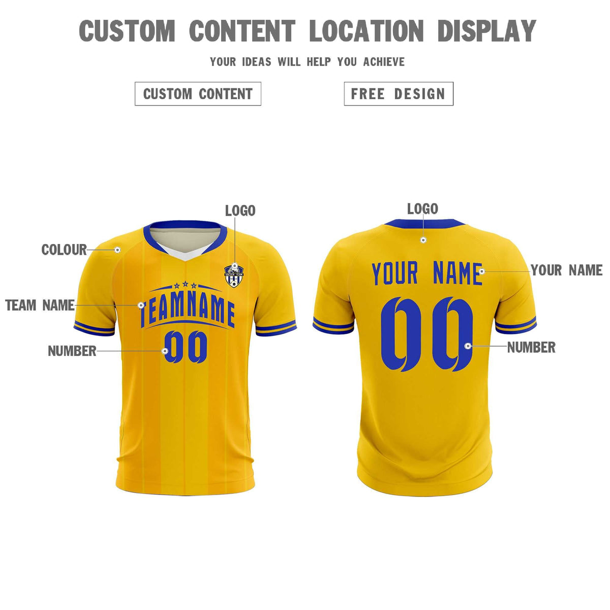 Custom Gold Classic Striped Personalized Football Kit Jersey