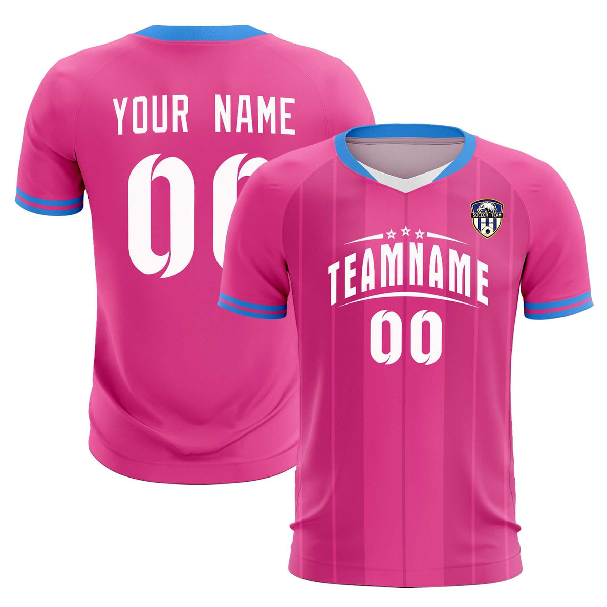 Custom Pink Classic Striped Personalized Soccer Tops/Sets Jersey