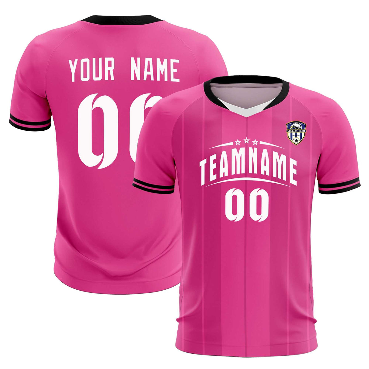 Custom Pink Classic Striped Personalized Soccer Tops/Sets Jersey
