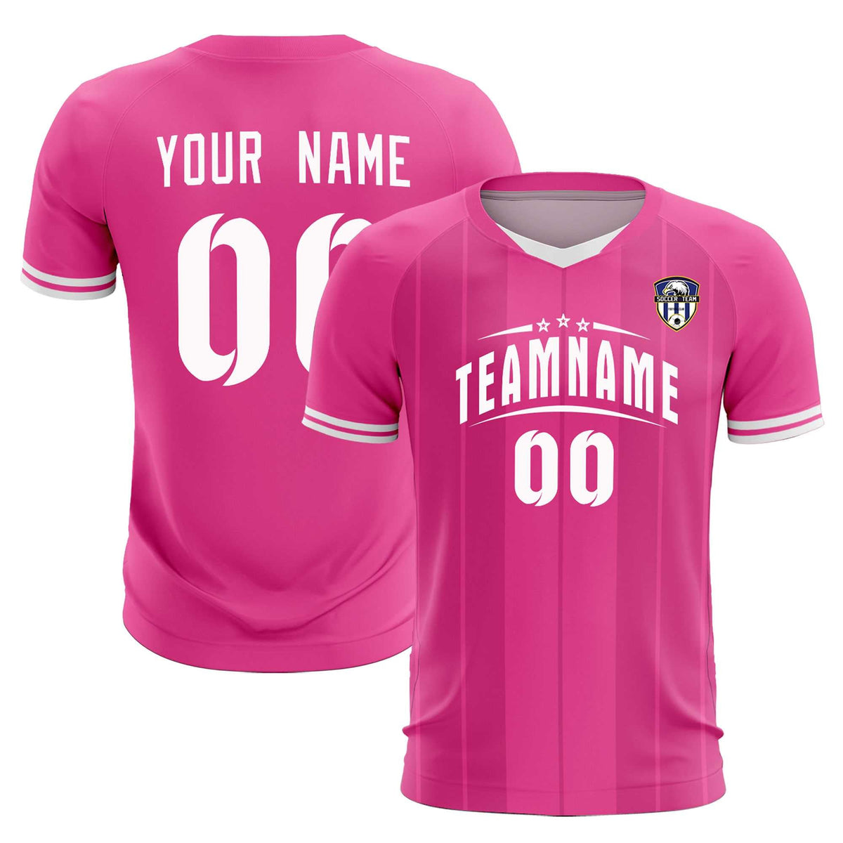 Custom Pink Classic Striped Personalized Football Kit Jersey