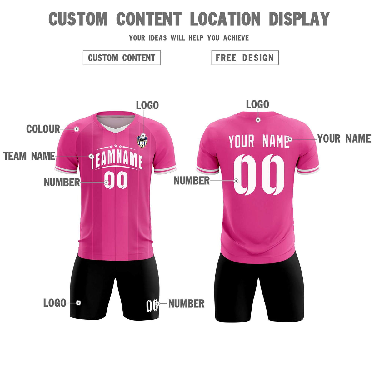 Custom Pink Classic Striped Personalized Football Kit Jersey