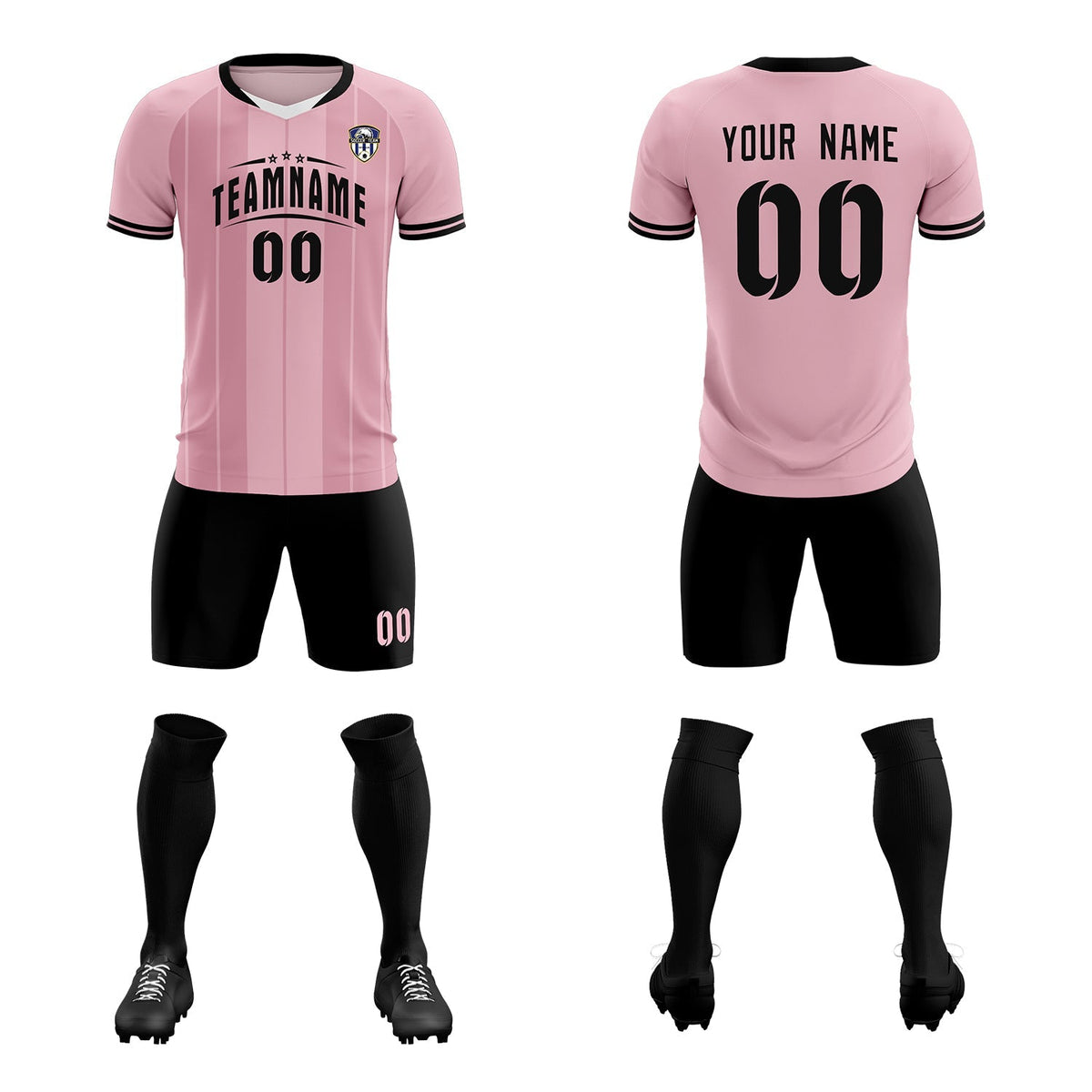 Custom Light Pink Classic Striped Personalized Soccer Tops/Sets Jersey
