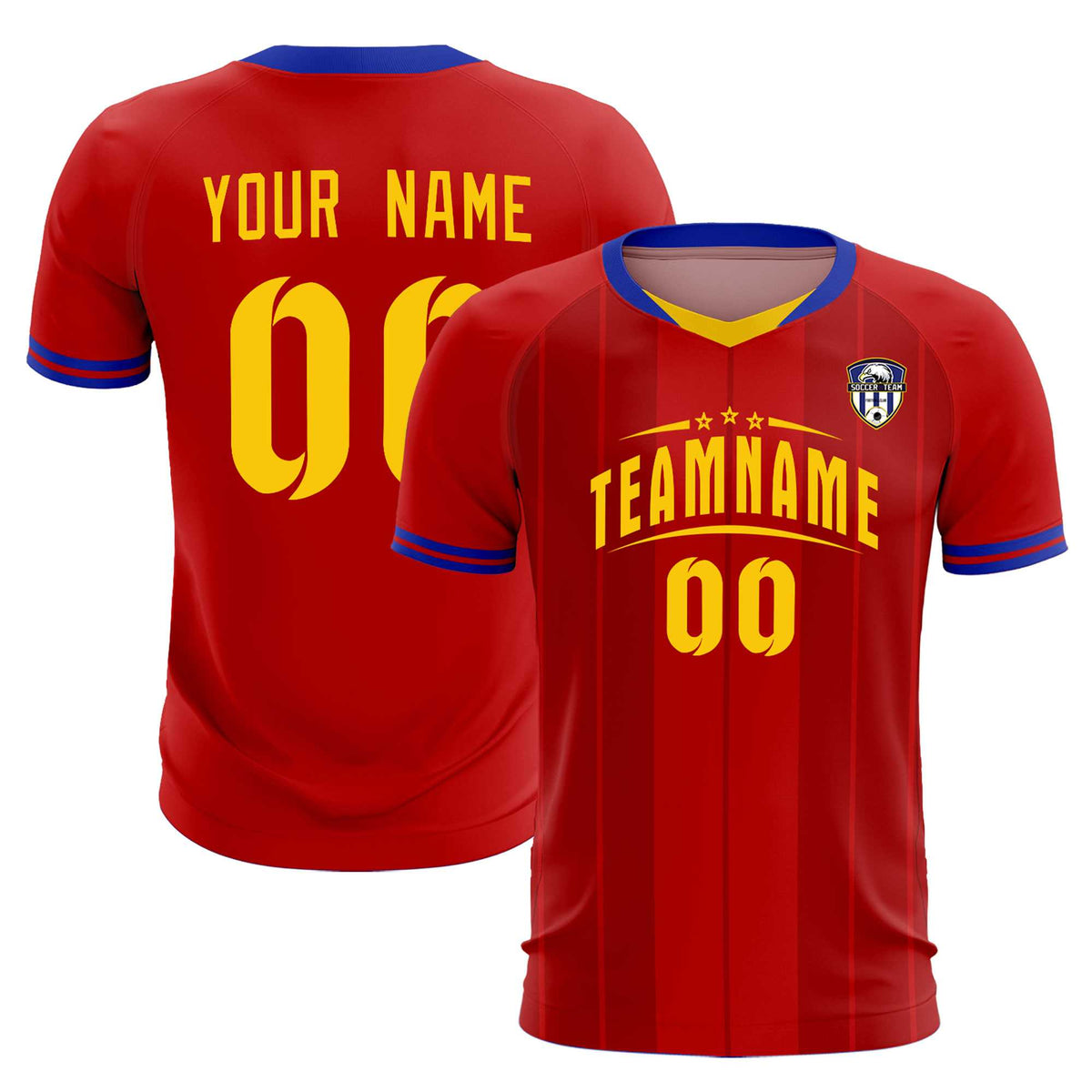 Custom Red Classic Striped Personalized Soccer Tops/Sets Jersey