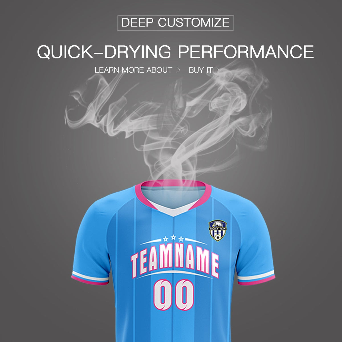 Custom Powder Blue Classic Striped Personalized Soccer Kit Jersey