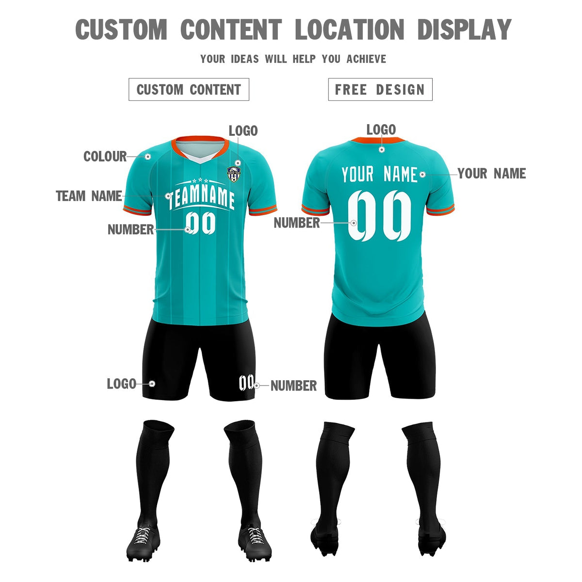 Custom Green Classic Striped Personalized Soccer Kit Jersey