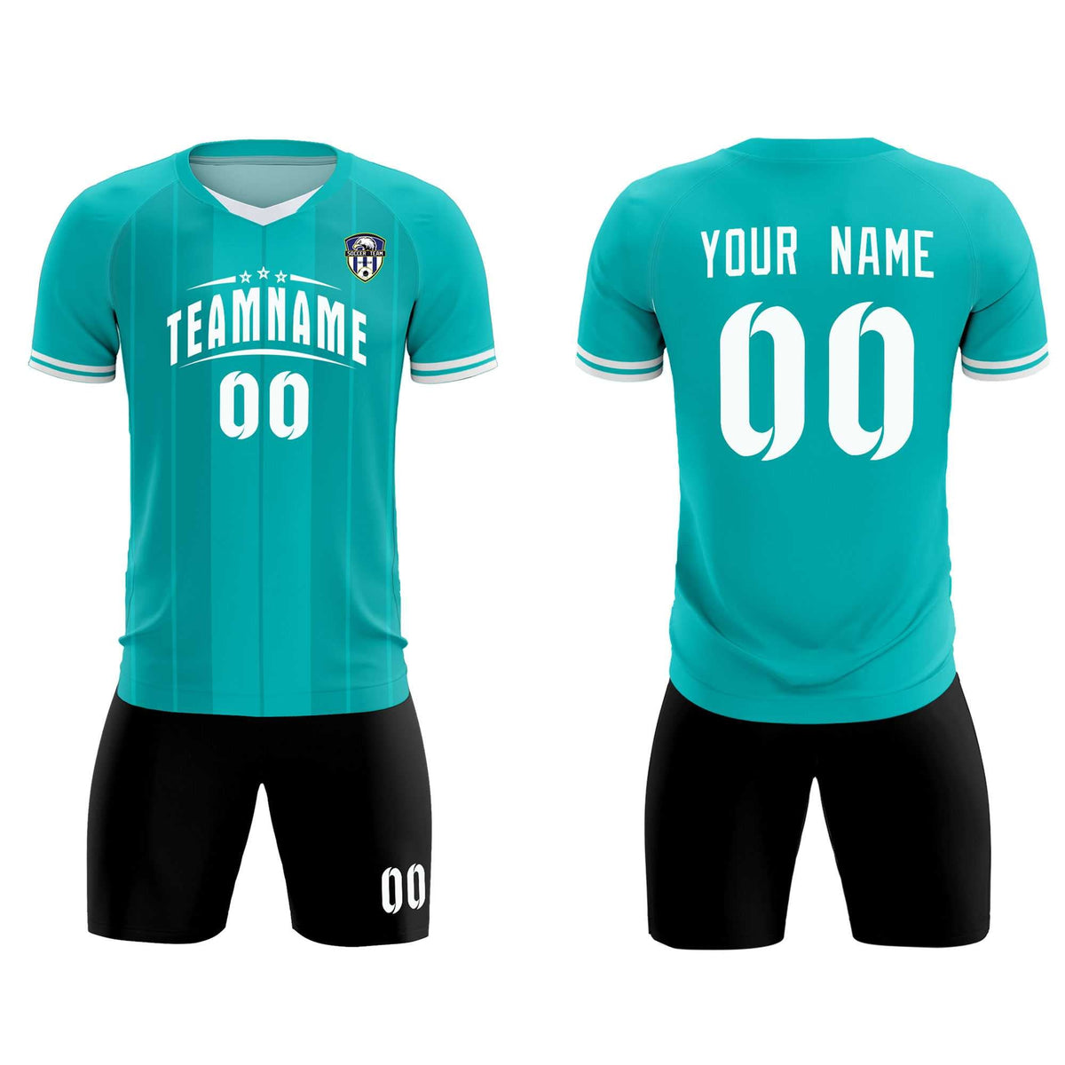 Custom Green Classic Striped Personalized Soccer Kit Jersey