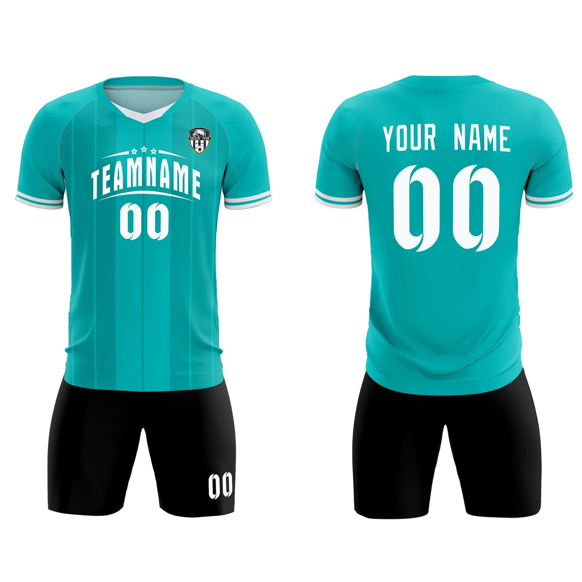 Custom Green Classic Striped Personalized Soccer Kit Jersey