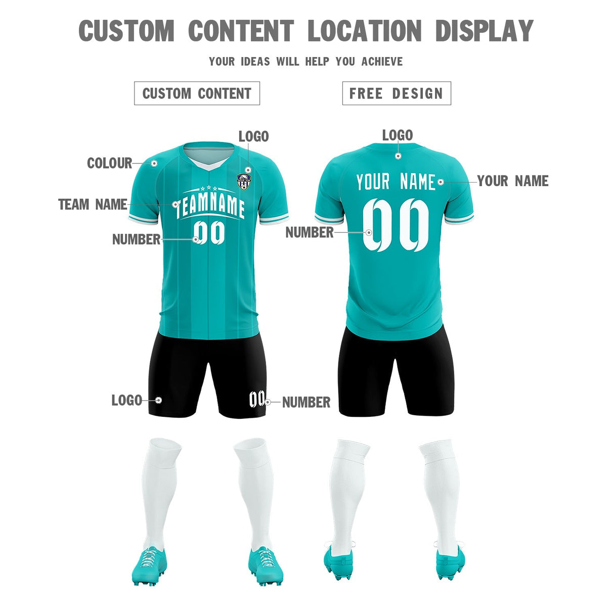 Custom Green Classic Striped Personalized Soccer Kit Jersey