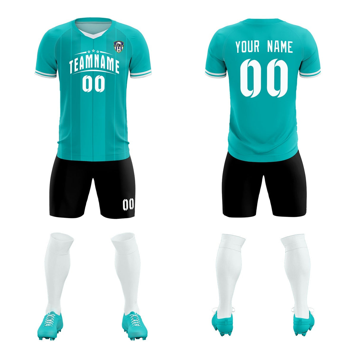 Custom Green Classic Striped Personalized Soccer Kit Jersey