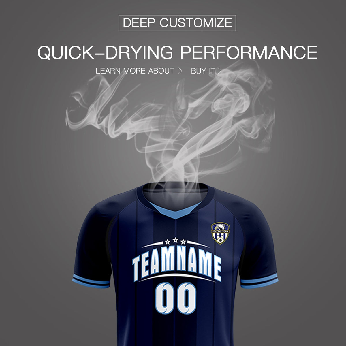 Custom Navy Classic Striped Personalized Soccer Kit Jersey