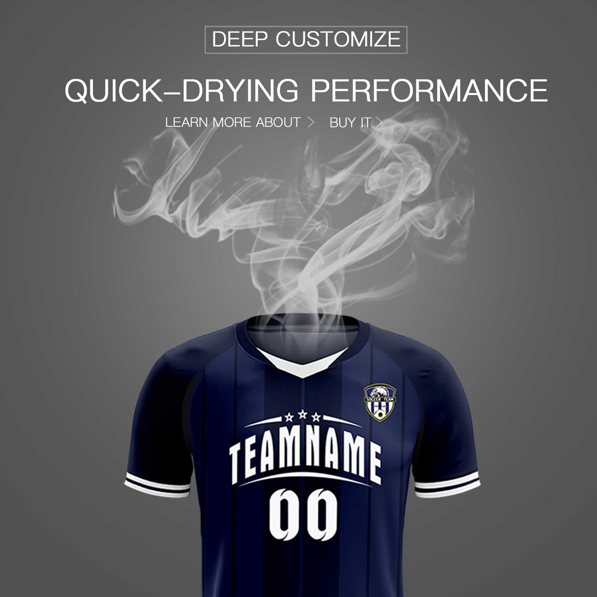 Custom Navy Classic Striped Personalized Soccer Kit Jersey