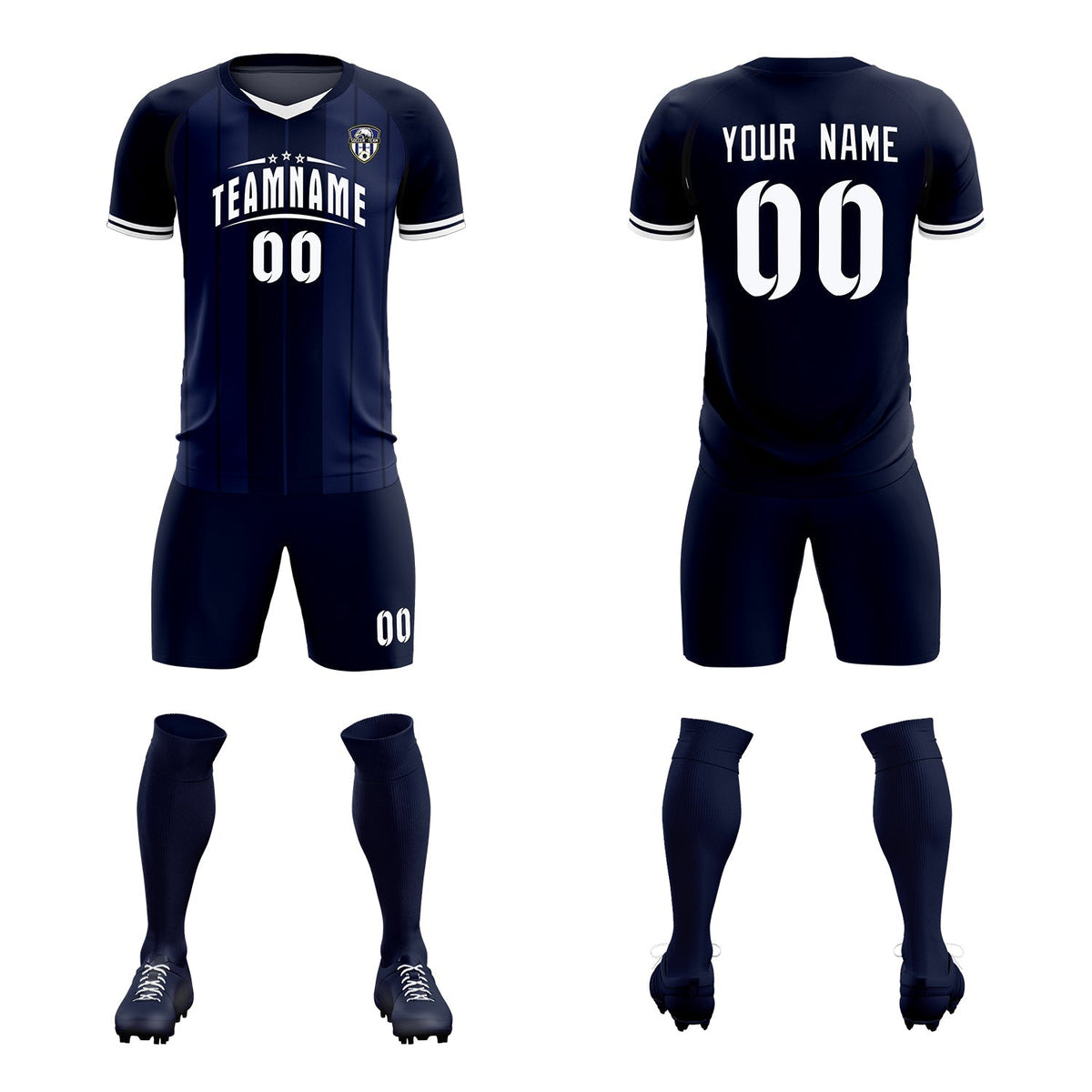 Custom Navy Classic Striped Personalized Soccer Tops/Sets Jersey
