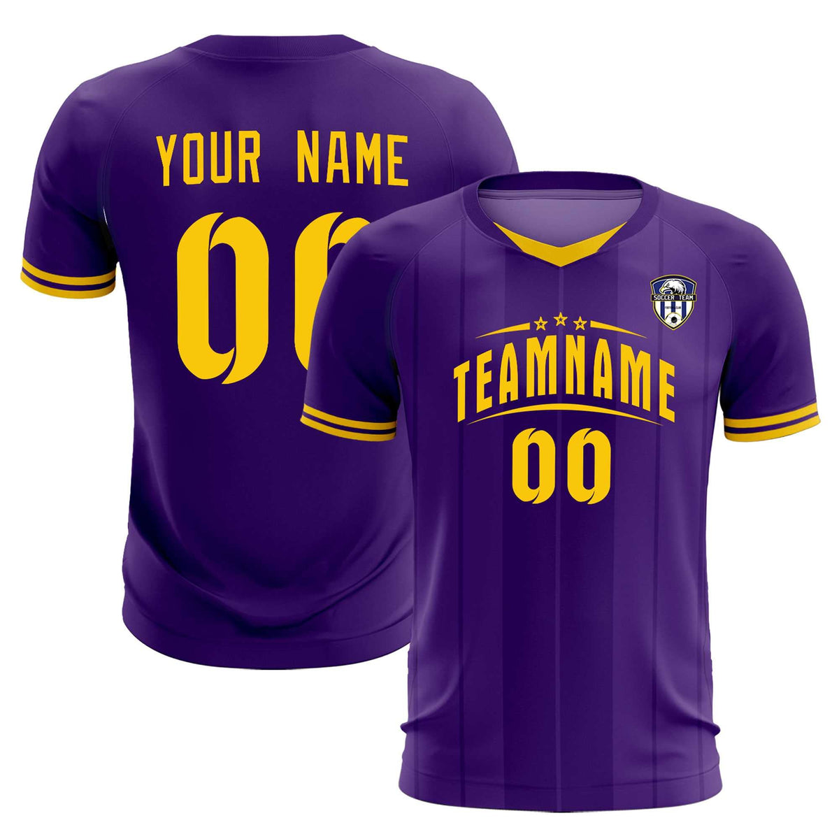 Custom Purple Classic Striped Personalized Soccer Kit Jersey