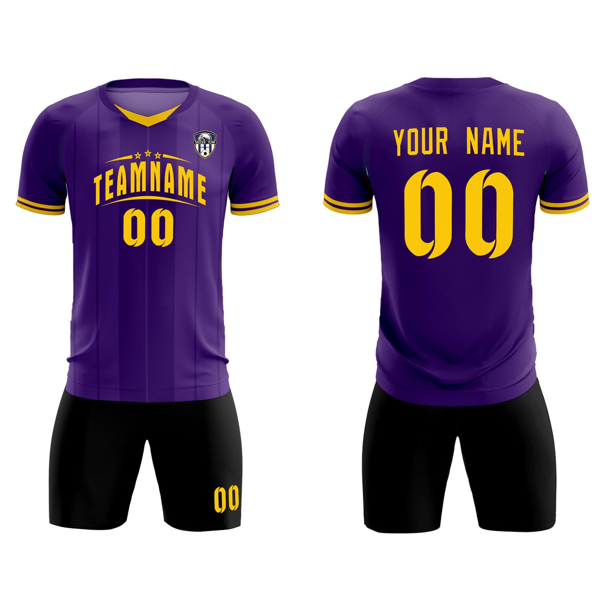 Custom Purple Classic Striped Personalized Soccer Kit Jersey