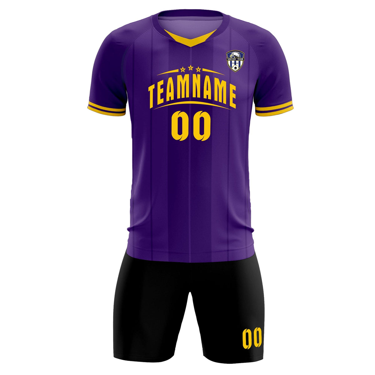 Custom Purple Classic Striped Personalized Soccer Kit Jersey
