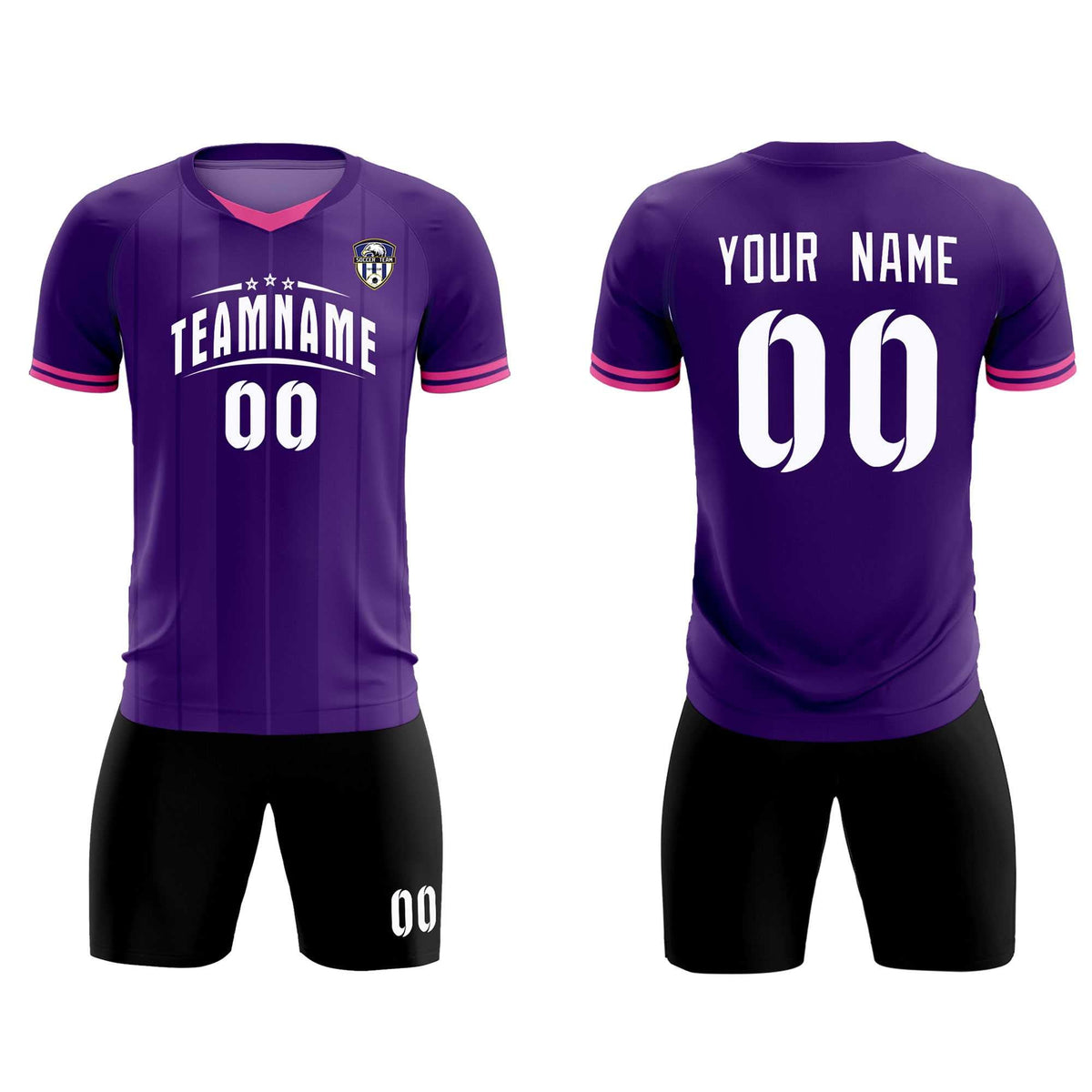 Custom Purple Classic Striped Personalized Soccer Kit Jersey