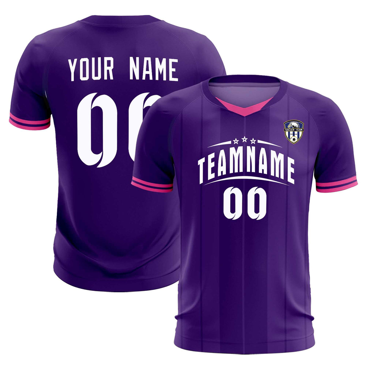Custom Purple Classic Striped Personalized Soccer Kit Jersey