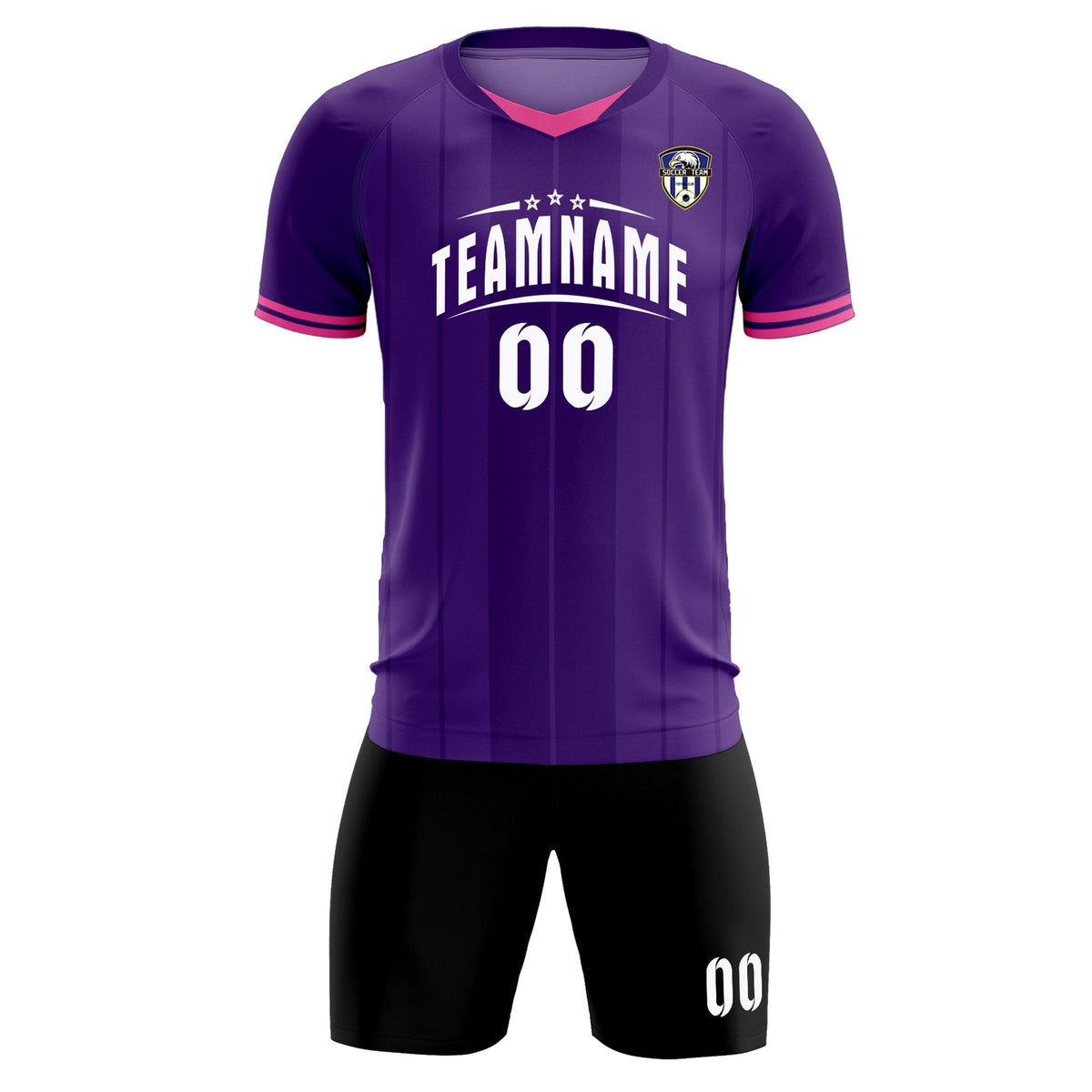 Custom Purple Classic Striped Personalized Soccer Kit Jersey