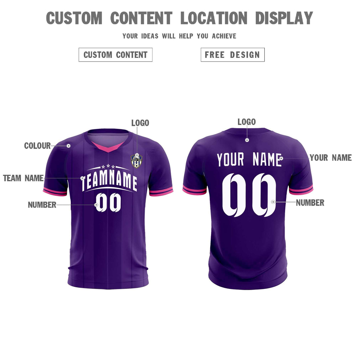 Custom Purple Classic Striped Personalized Soccer Kit Jersey
