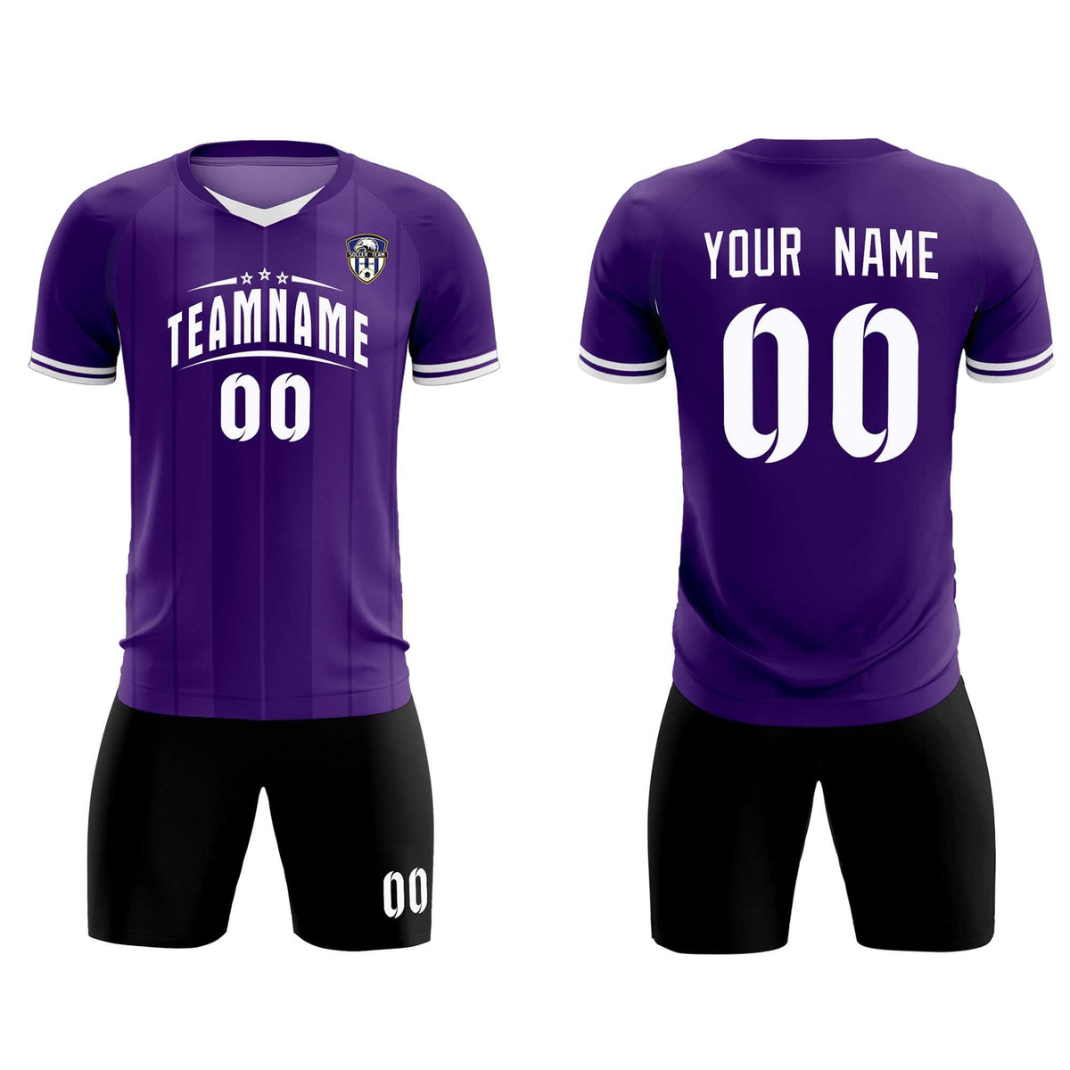 Custom Purple Classic Striped Personalized Soccer Kit Jersey
