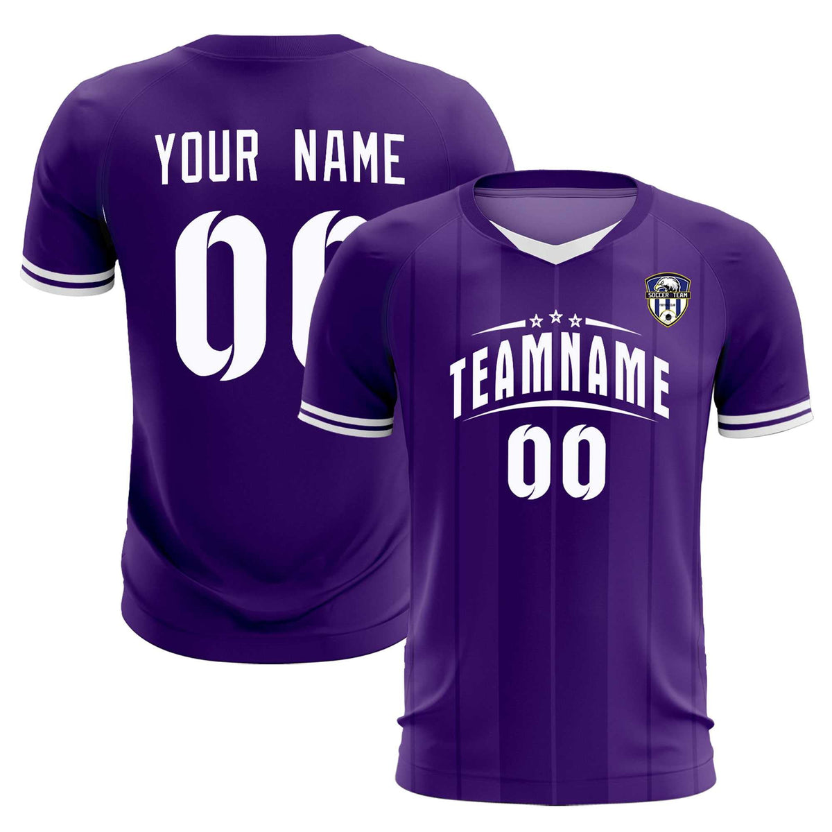 Custom Purple Classic Striped Personalized Soccer Kit Jersey
