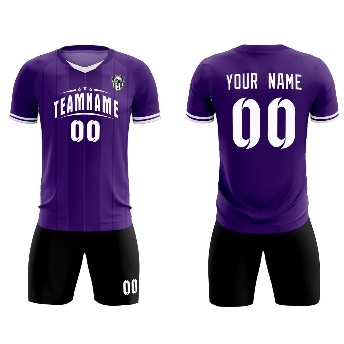 Custom Purple Classic Striped Personalized Soccer Kit Jersey