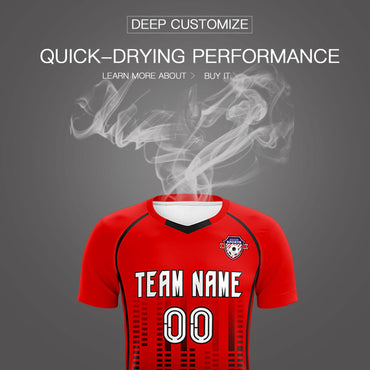 Custom Red Black Printing Outdoor Tracksuit Soccer Sets Jersey