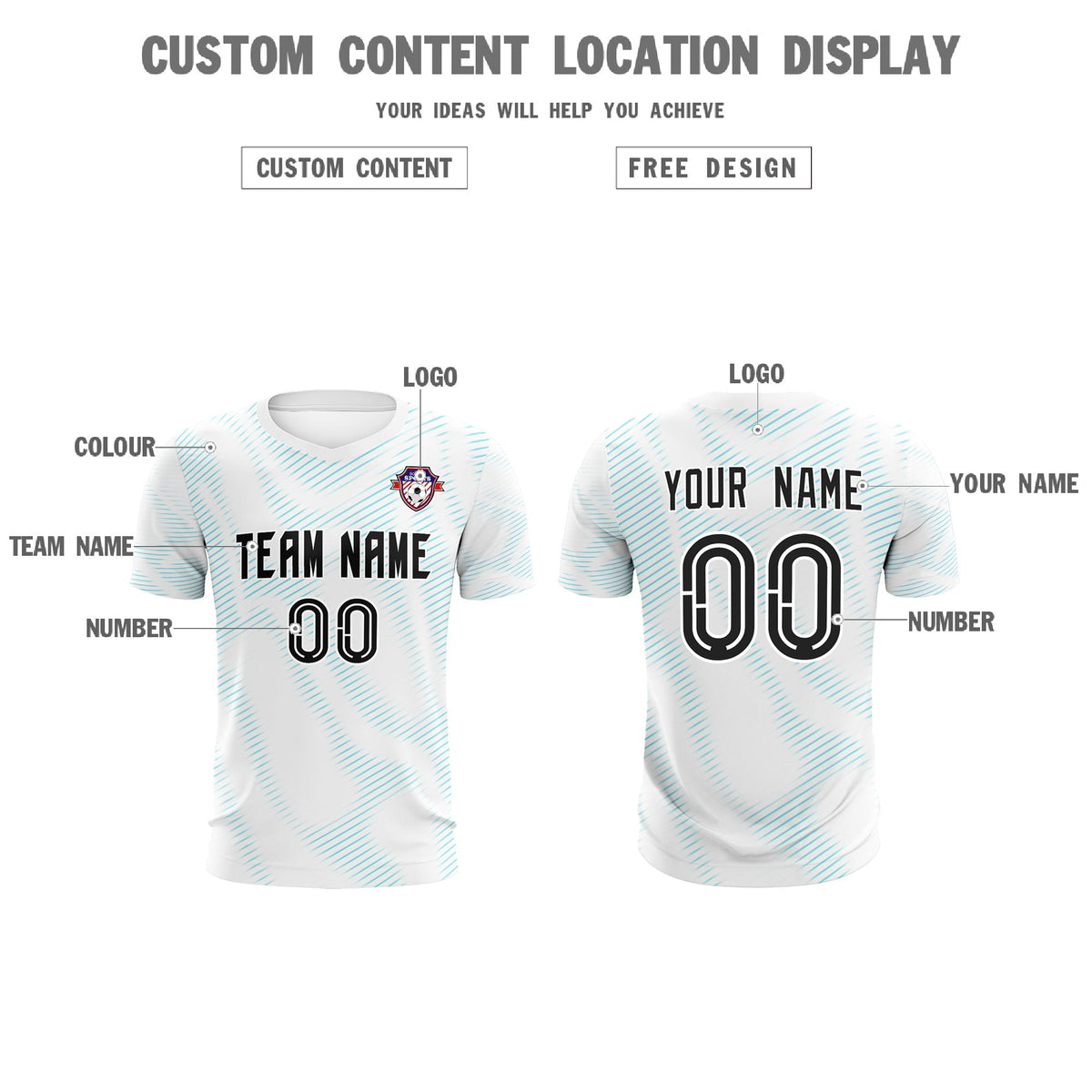 Custom White Sky Blue Training Uniform For Men Soccer Sets Jersey