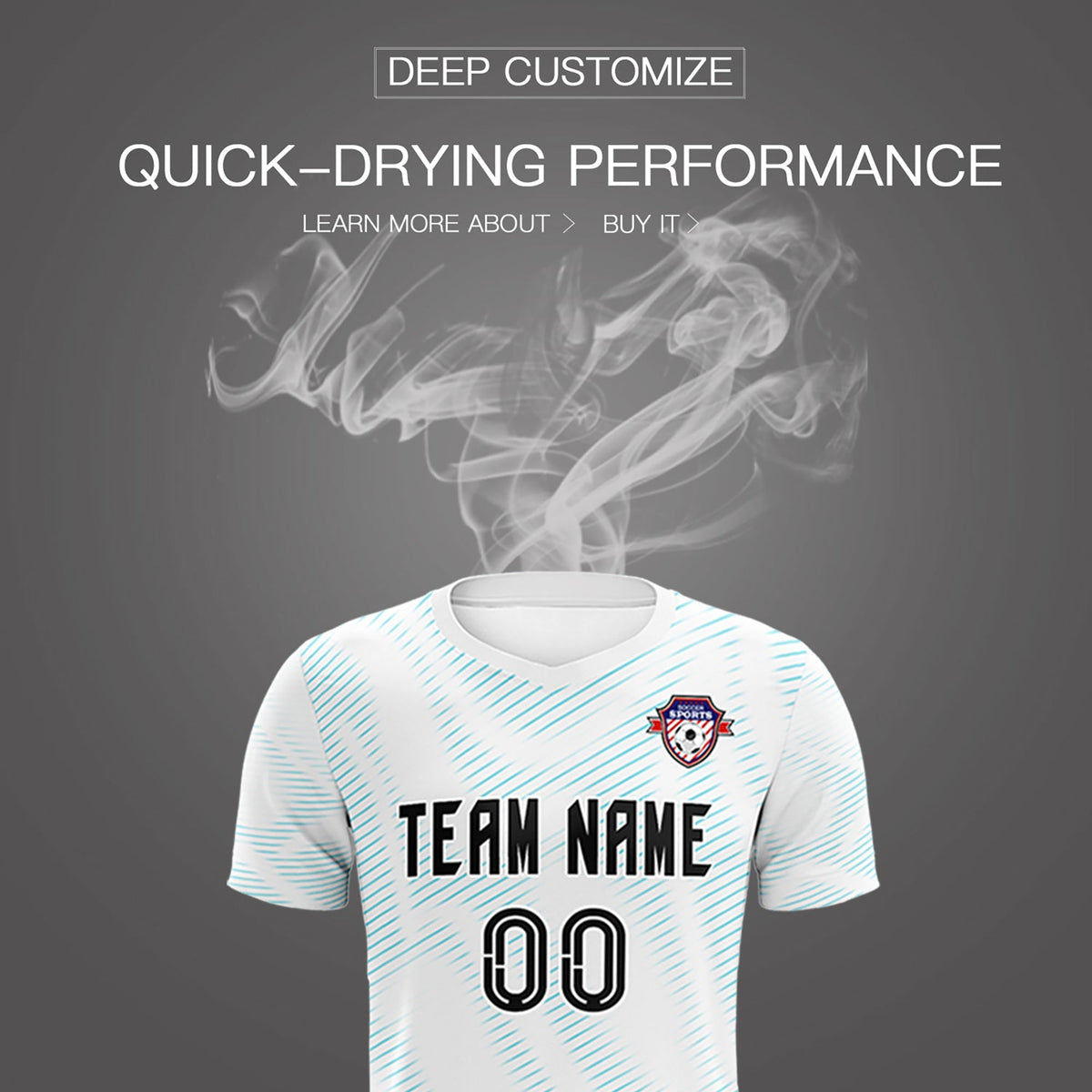 Custom White Sky Blue Training Uniform For Men Soccer Sets Jersey
