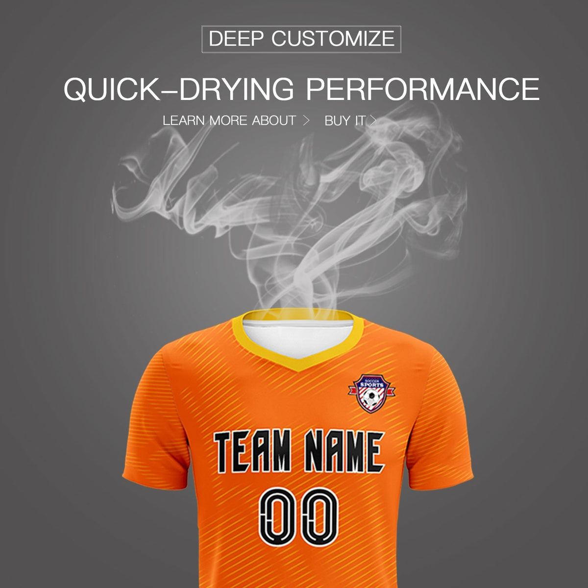 Custom Orange Gold Training Uniform For Men Soccer Sets Jersey