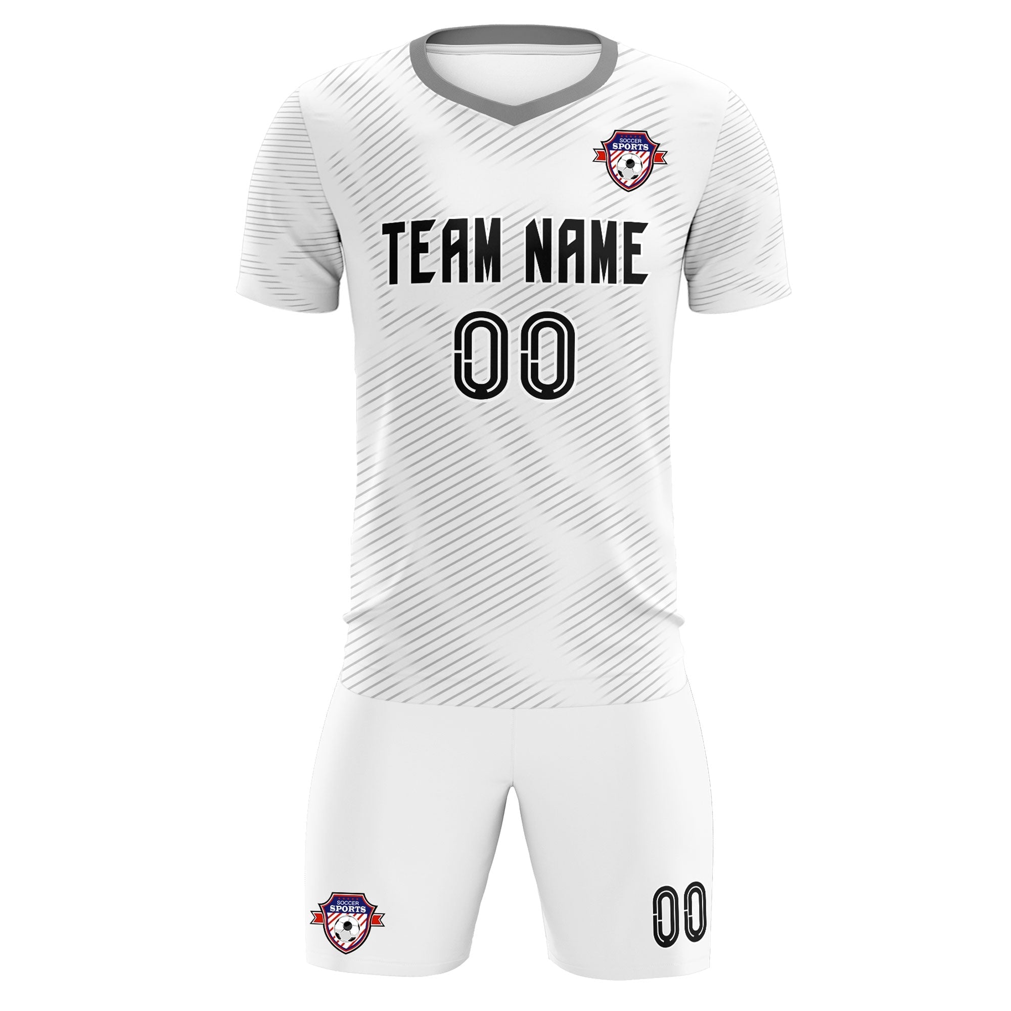 Custom White Gray Training Uniform For Men Football Sets Jersey