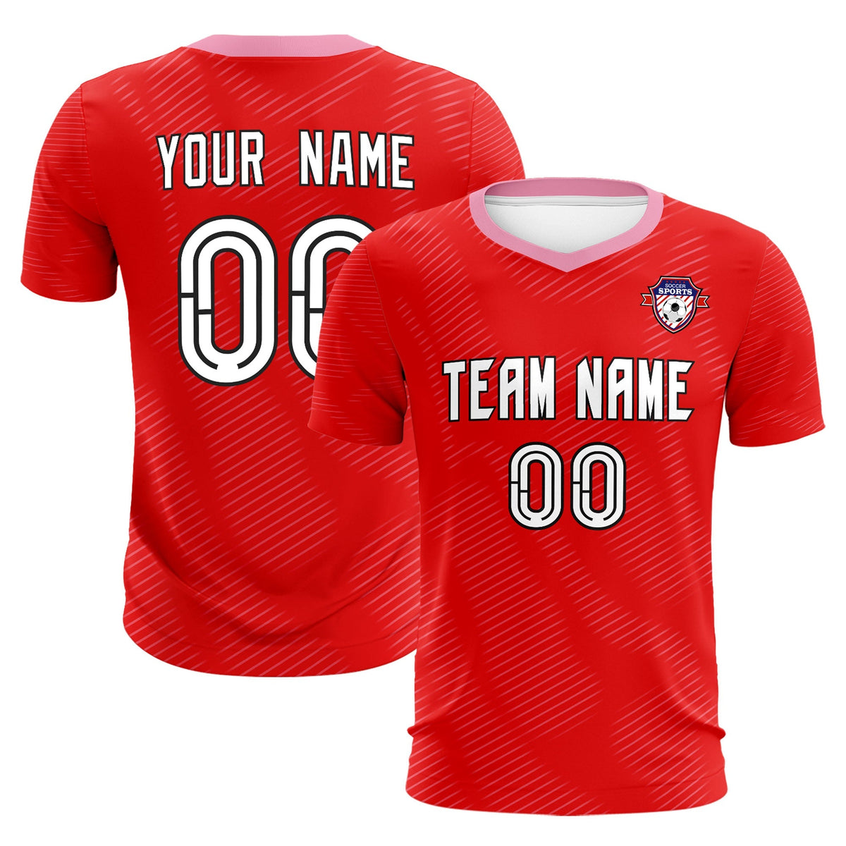 Custom Red Light Pink Training Uniform For Men Soccer Sets Jersey