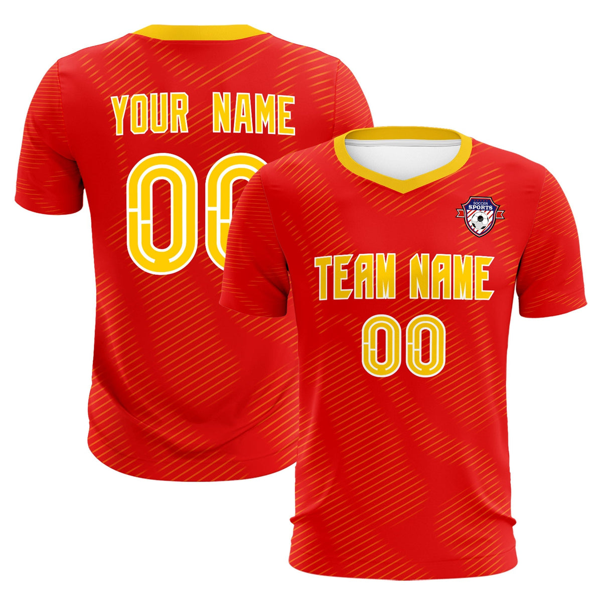Custom Red Gold Training Uniform For Men Football Sets Jersey