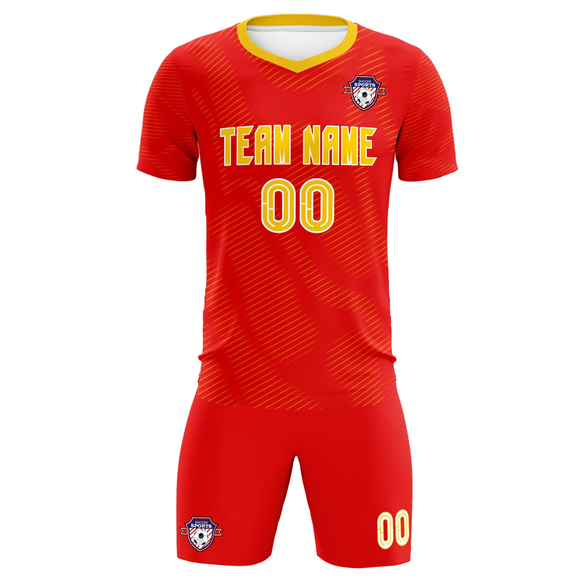 Custom Red Gold Training Uniform For Men Soccer Sets Jersey